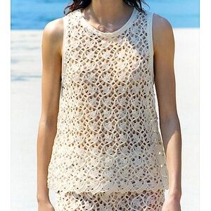 FINAL CALL! Zara Ponitelle Cream Crochet Knit Sleeveless Top - NWT, size S